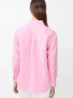 J.McLaughlin Finn Linen Shirt in Stripe Pink/White Online