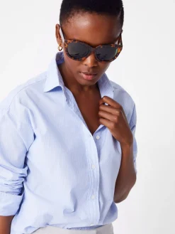 J.McLaughlin Finn Shirt in Stripe SkyBlue/White Outlet