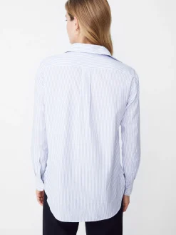 J.McLaughlin Finn Shirt in Stripe White/FrenchBlue Hot