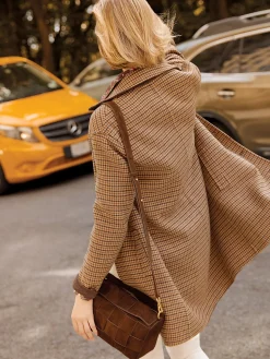 J.McLaughlin Frade Reversible Wool Coat in Houndstooth Tan/Brown/Green Discount