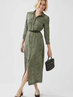 J.McLaughlin Freda Dress in Ink Dot Olive/Green Best