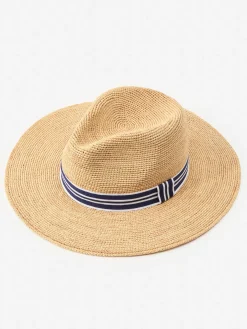 J.McLaughlin Freida Raffia Hat Natural/Navy Best