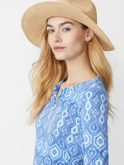 J.McLaughlin Freida Raffia Hat Natural/Navy Best