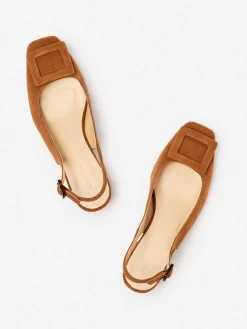J.McLaughlin Frenchette Suede Slingbacks Saddle Clearance