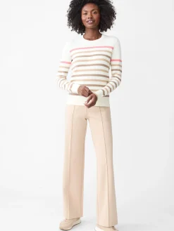J.McLaughlin Galen Sweater in Stripe OffWhite/Multi Outlet