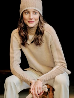 J.McLaughlin Giulia Cashmere Beanie HeatherCamel/HeatherOatmeal Clearance