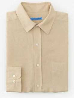 J.McLaughlin Gramercy Classic Fit Linen Shirt Khaki Discount
