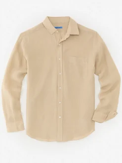 J.McLaughlin Gramercy Classic Fit Linen Shirt Khaki Discount