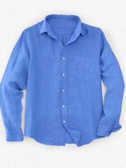 J.McLaughlin Gramercy Classic Fit Linen Shirt FrenchBlue Online