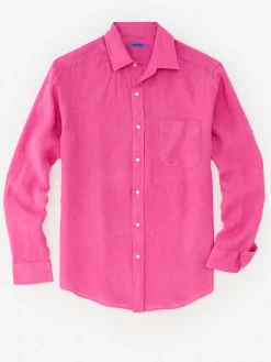J.McLaughlin Gramercy Classic Fit Linen Shirt Pink Sale