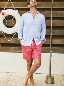 J.McLaughlin Gramercy Classic Fit Linen Shirt LightDenimBlue Sale