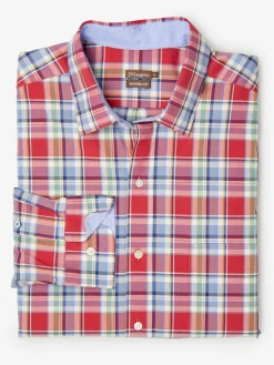 J.McLaughlin Gramercy Modern Fit Shirt in Plaid Red/Blue/Green Hot