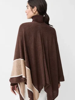 J.McLaughlin Harriet Cashmere Wrap in Color Block HeatherBrown/Toffee Hot