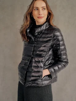 J.McLaughlin Hayes Puffer Jacket ShinyBlack New