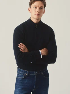 J.McLaughlin Henry Cashmere 1/4 Zip DarkNavy Clearance