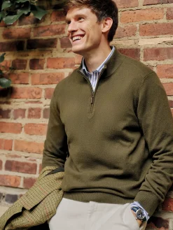 J.McLaughlin Henry Cashmere 1/4 Zip Olive Fashion