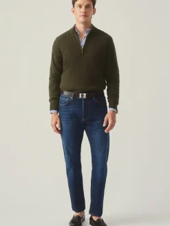 J.McLaughlin Henry Cashmere 1/4 Zip Olive Fashion
