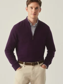 J.McLaughlin Henry Cashmere 1/4 Zip Amethyst Clearance