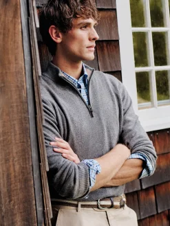 J.McLaughlin Henry Cashmere 1/4 Zip Pewter New