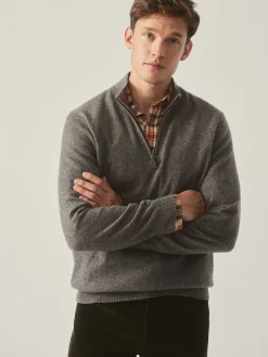 J.McLaughlin Henry Cashmere 1/4 Zip Pewter New