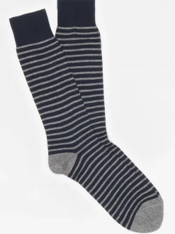 J.McLaughlin Horizontal Stripe Socks Navy/HeatherGrey Online