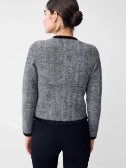 J.McLaughlin Inez Cardigan in Herringbone Jacquard Black/OffWhite Outlet