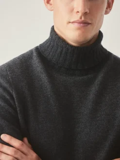 J.McLaughlin Islay Roll Neck Sweater in Birdseye Charcoal/Gray Fashion