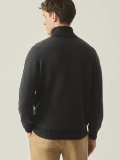 J.McLaughlin Islay Roll Neck Sweater in Birdseye Charcoal/Gray Fashion