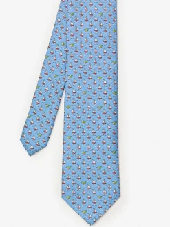 J.McLaughlin Italian Silk Tie in Sailboat LightBlue Clearance