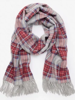 J.McLaughlin Jaipur Cashmere Scarf in St Augustine Plaid LightGrayMulti Sale