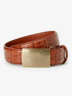 J.McLaughlin James Embossed Crocodile Belt Honey Clearance