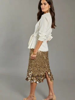 J.McLaughlin Jessica Sequin Skirt: RSVP x Steven Stolman Gold Discount