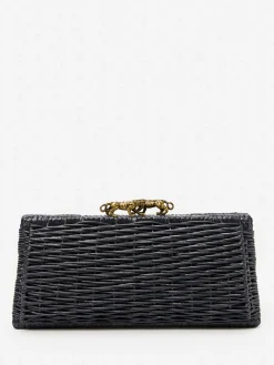 J.McLaughlin Keaton Wicker Clutch Navy Online