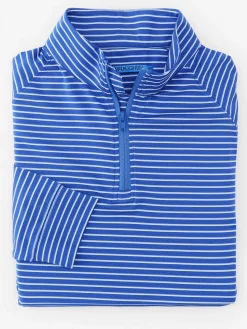 J.McLaughlin Kosta Performance 1/2 Zip in Murphy Stripe Blue/LightBlue/White Discount