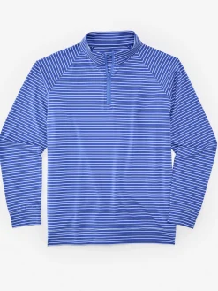 J.McLaughlin Kosta Performance 1/2 Zip in Murphy Stripe Blue/LightBlue/White Discount