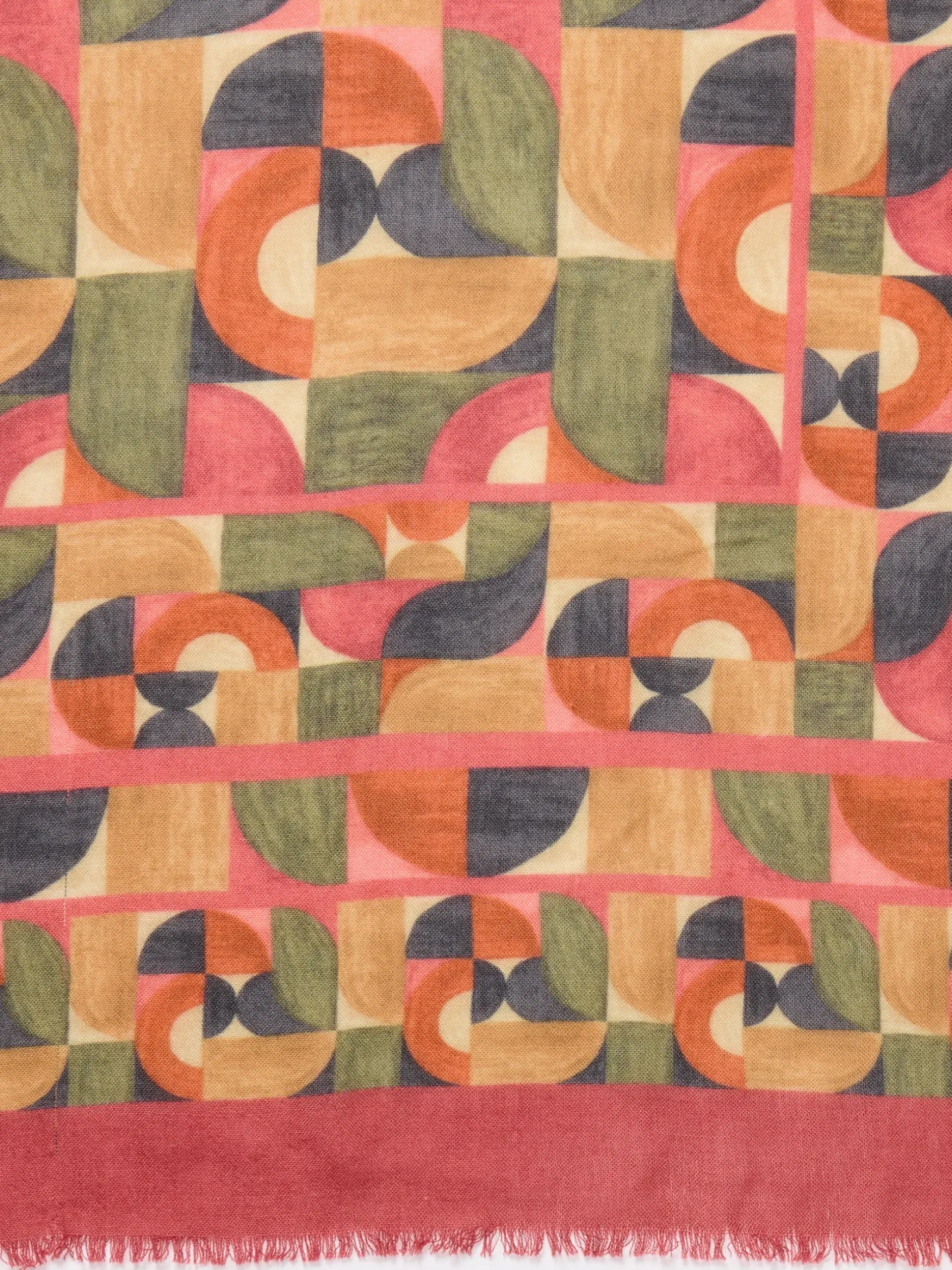 J.McLaughlin La Jolla Scarf in Geometric Harmony Square Olive/Multi Fashion