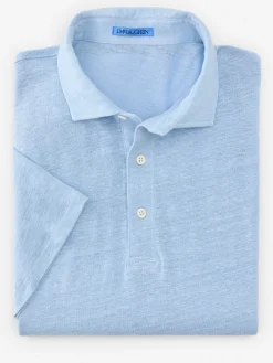 J.McLaughlin Larkspur Linen Polo LightBlue Clearance
