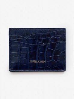 J.McLaughlin Leather Cardcase in Croc DeepBlue Best