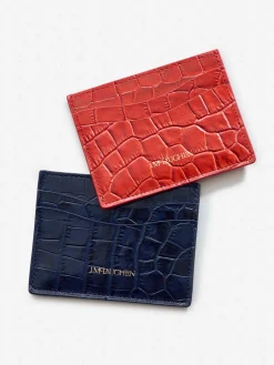 J.McLaughlin Leather Cardcase in Croc DeepBlue Best