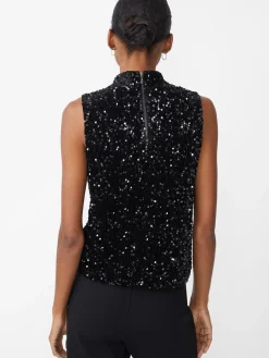 J.McLaughlin Leeza Sleeveless Sequin Top Black Clearance