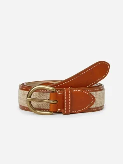 J.McLaughlin Leopold Linen Belt Natural Sale