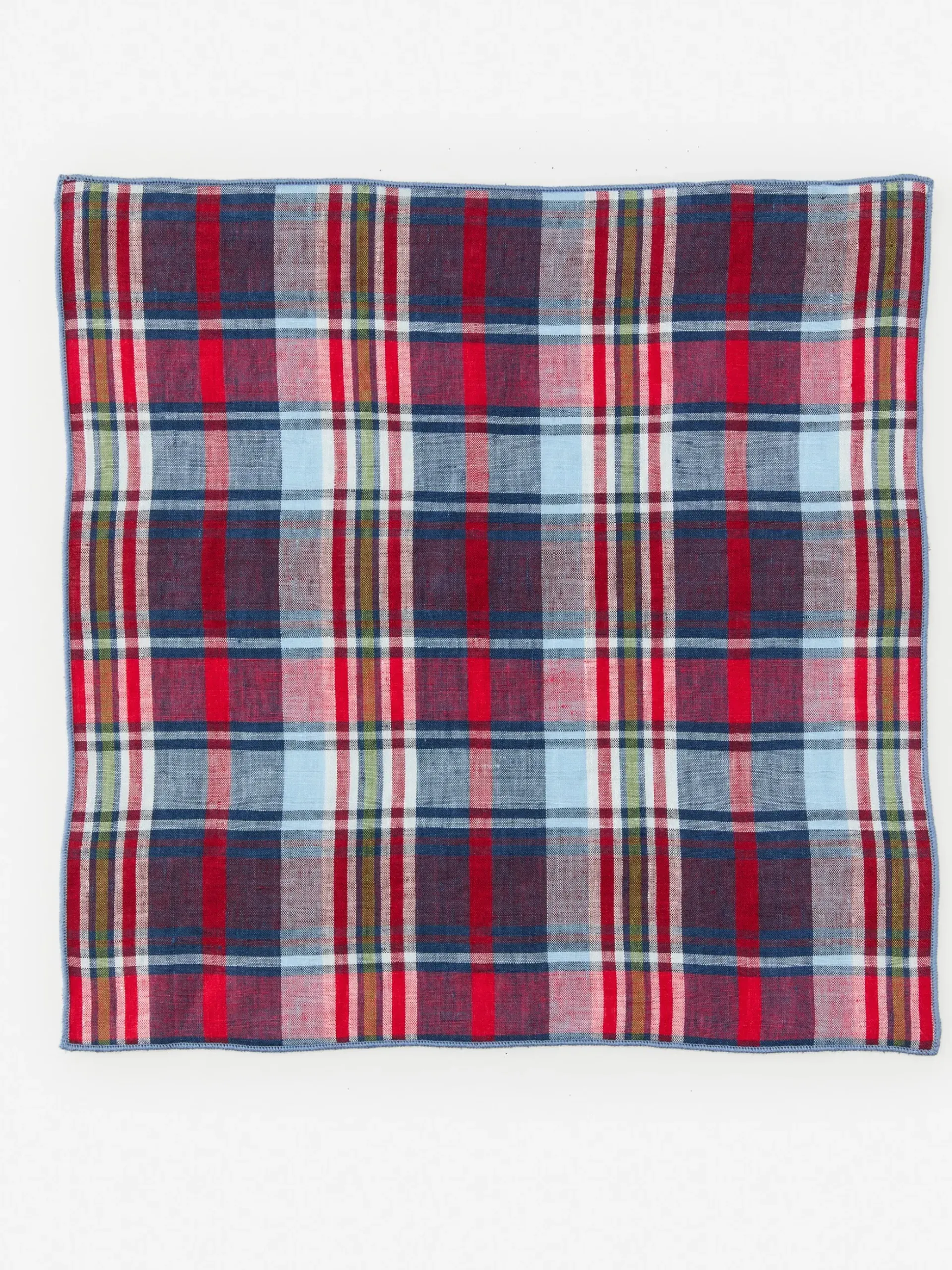J.McLaughlin Linen Pocket Square in Plaid Red/Multi Sale