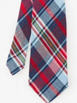 J.McLaughlin Linen Tie in Plaid Red/Multi Online
