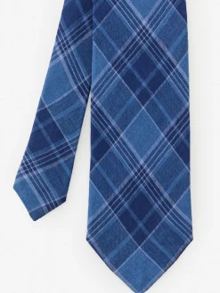 J.McLaughlin Linen Tie in Plaid Navy/Chambray Outlet