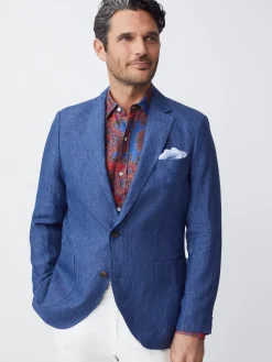 J.McLaughlin Lisbon Linen Sport Coat HeatherNavy Discount