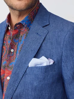 J.McLaughlin Lisbon Linen Sport Coat HeatherNavy Discount