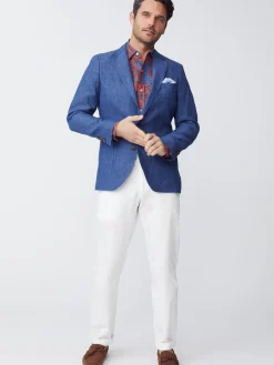 J.McLaughlin Lisbon Linen Sport Coat HeatherNavy Discount