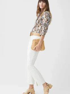 J.McLaughlin Lois Shirt in Abstract Waves Blue/Yellow/Brown New
