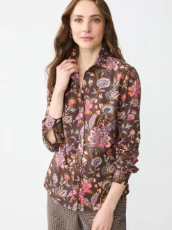 J.McLaughlin Lois Shirt in Baroque Bloom Brown/Multi Hot