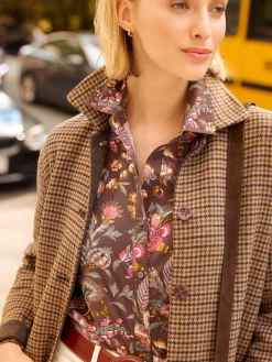 J.McLaughlin Lois Shirt in Baroque Bloom Brown/Multi Hot